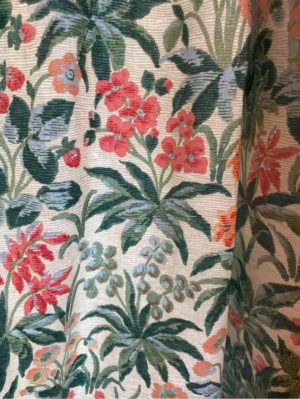Custom made panel curtains Botanical floral berry Drapery in Green and Pink
